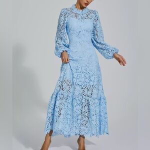 Elegant Blue Lace Dress